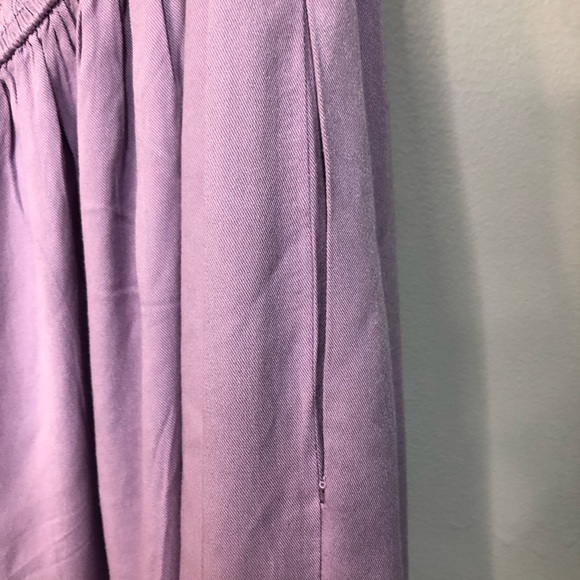 Zesica Lavender One Shoulder Flounce Smocked Tiered Leg Slit Midi Dress, Pockets - Picture 8 of 11